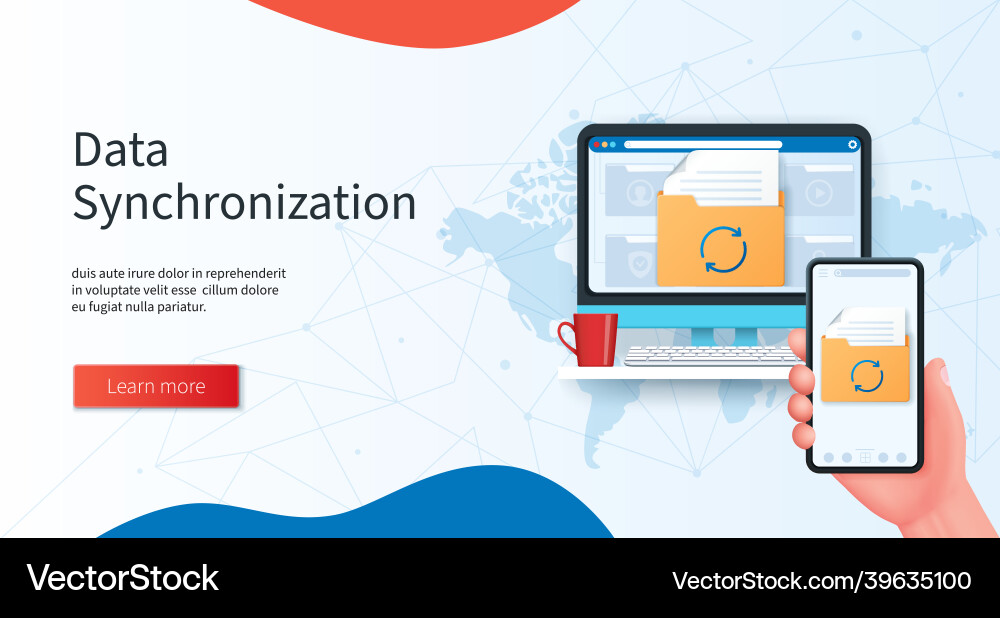 Datensynchronisationskonzept im 3d-Stil Datensynchronisationskonzept im 3d-Stil vektorbild