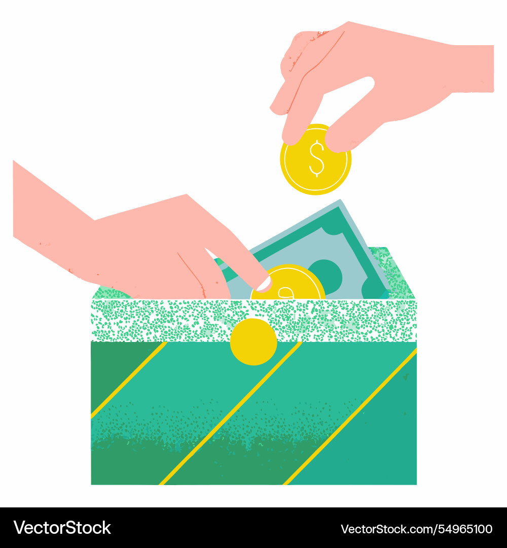 Hands dropping ballots into a voting box Vector Image