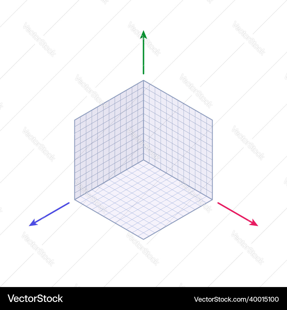 Hexagonal Isometric Grid with Axes Vector Image