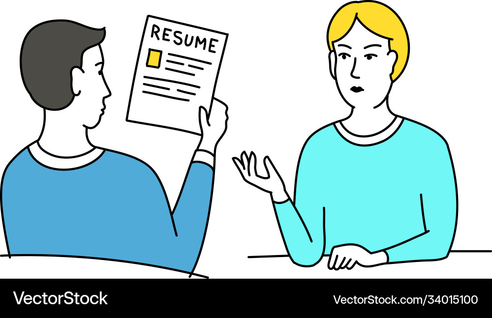 Hr interview sketch talking with a job applicant vector image