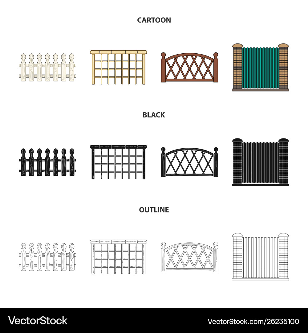 Isolated object gate and fence icon collection Vector Image
