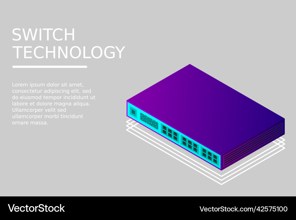 Isometric switch with up link port vector image