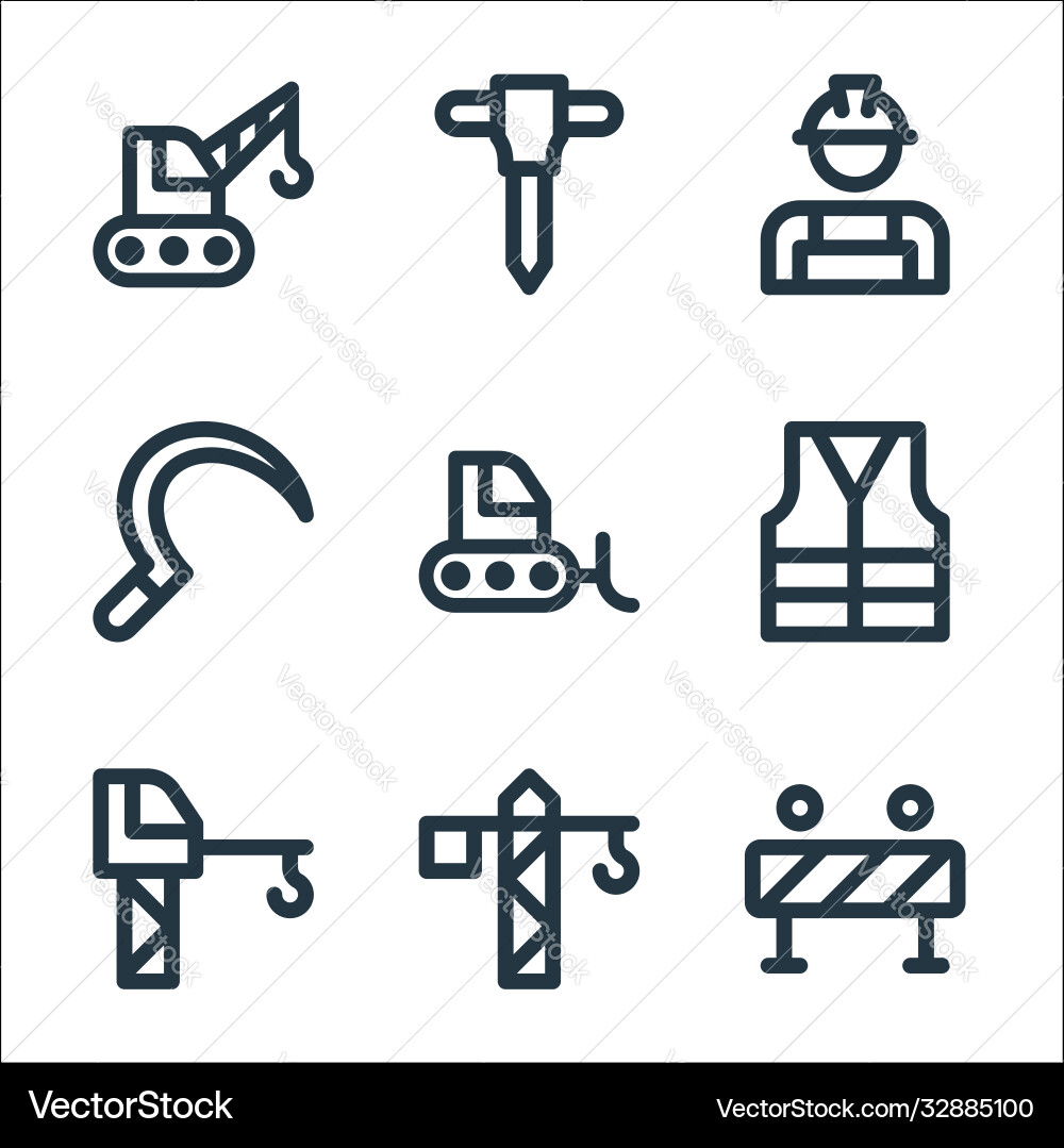Labour day line icons linear set quality vector image