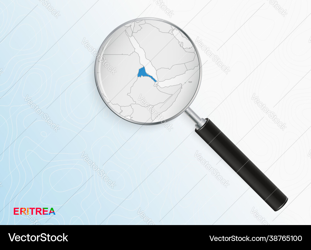 Magnifier with map eritrea on abstract Vector Image
