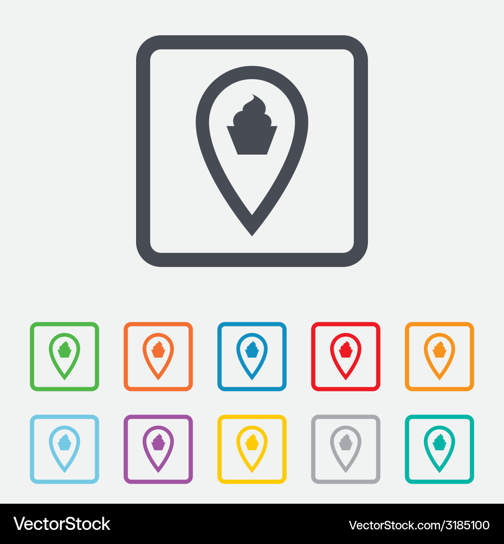 Map pointer food sign icon marker symbol vector image