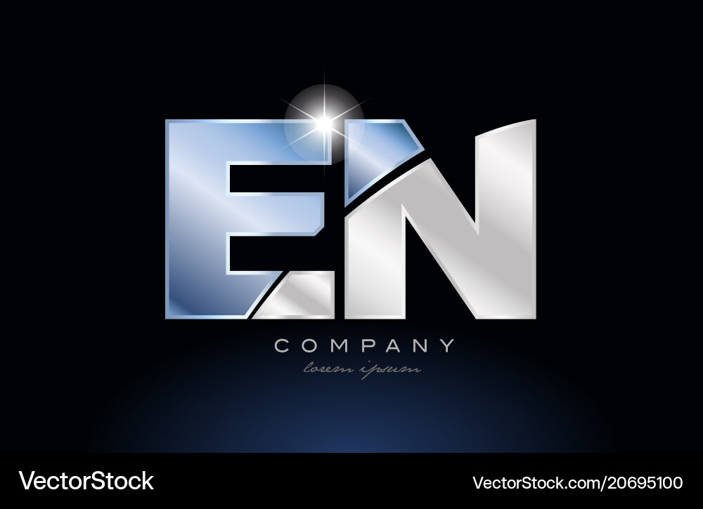 Metall blau Alphabet Buchstaben en e n Logo Firma vektorbild
