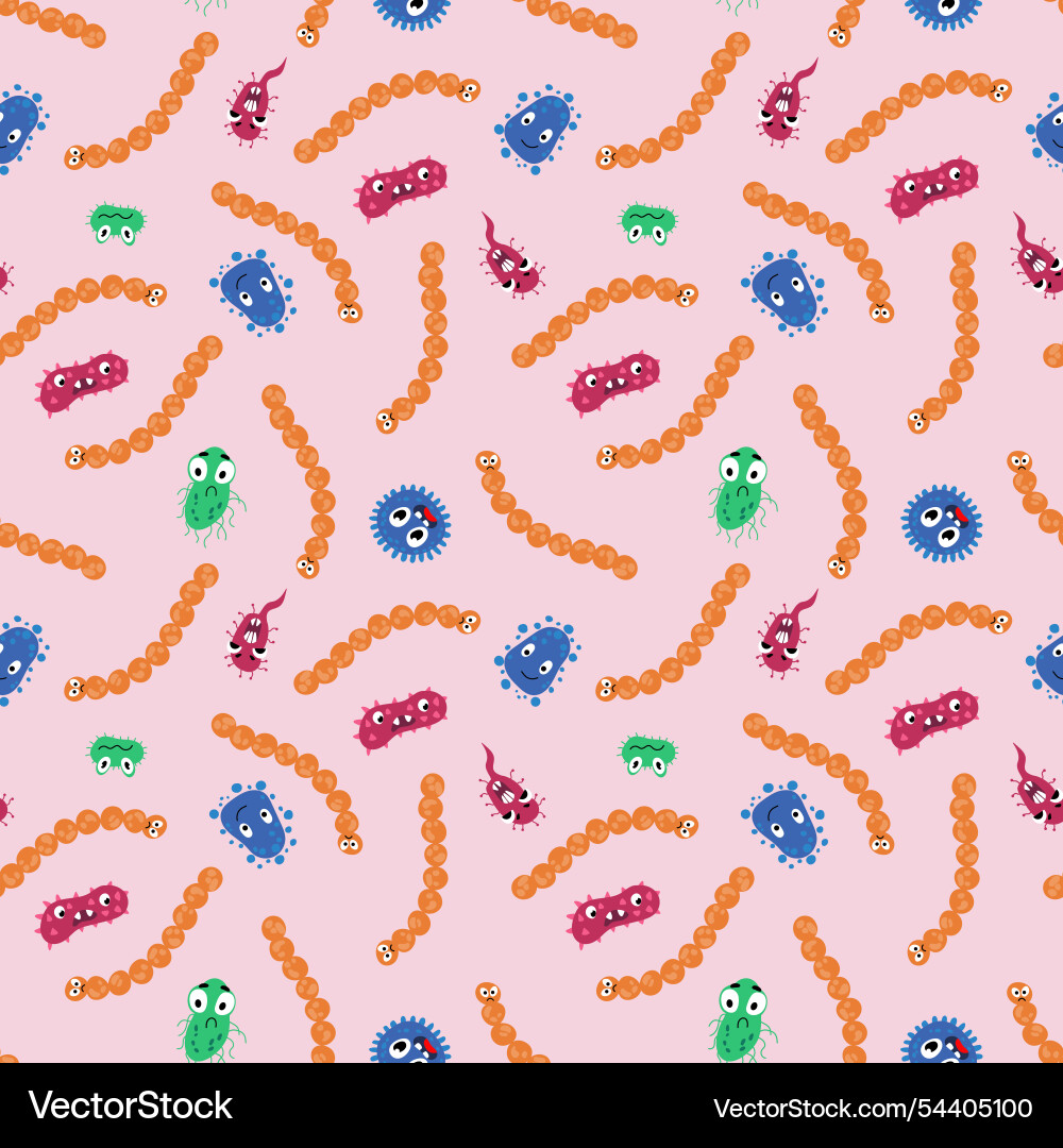 Seamless pattern with bacteria design for fabri Seamless pattern with bacteria design for fabri vector image
