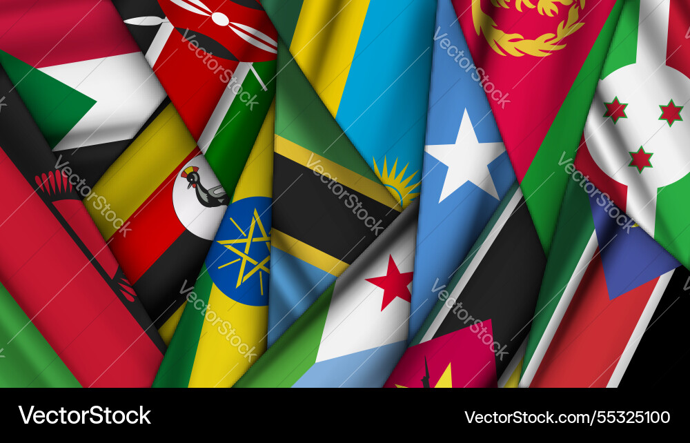 Set of variant flags stacked on top each other Vector Image