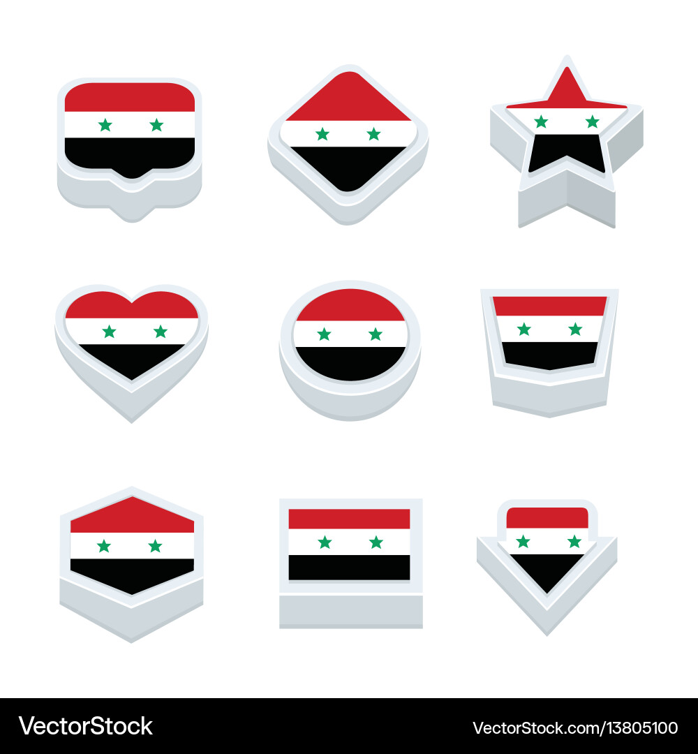 Syria flags icons and button set nine styles Vector Image
