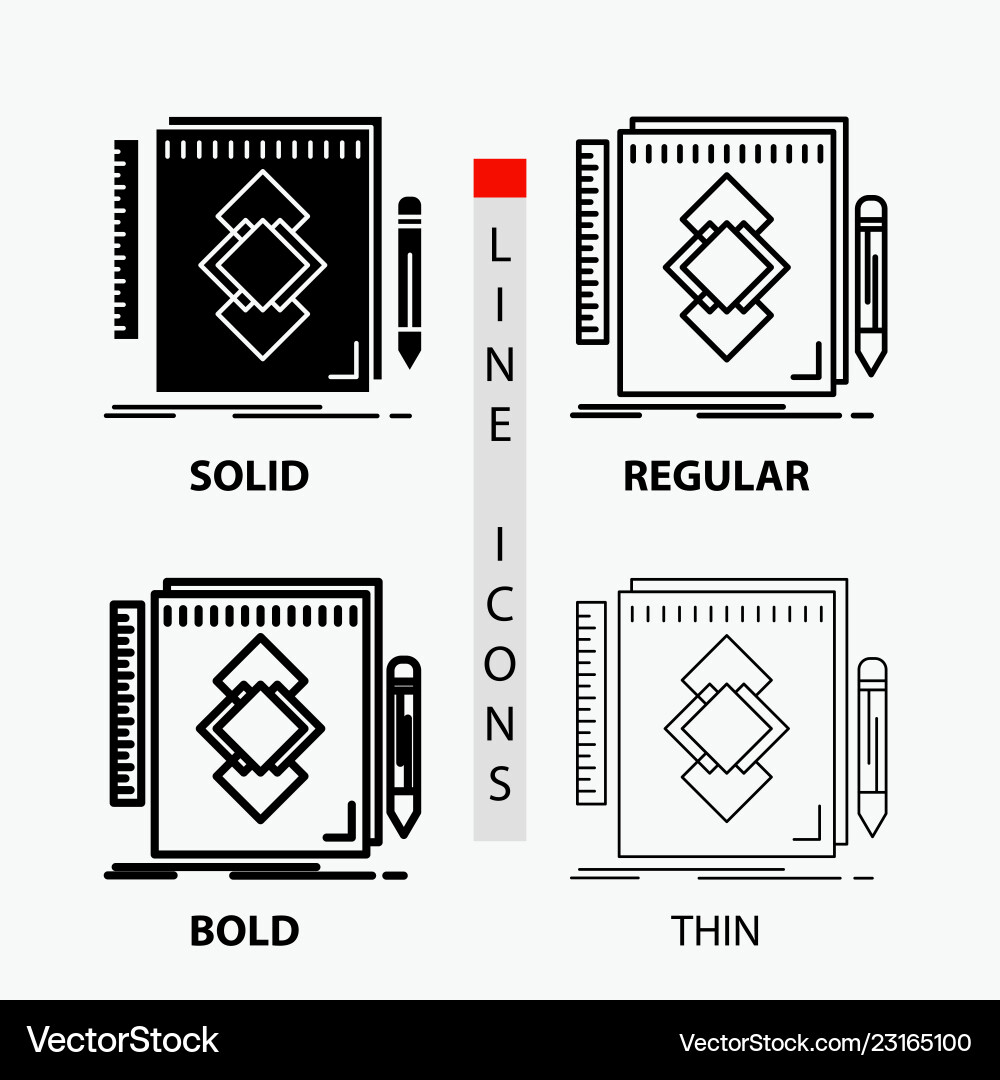 Thin Line Tool Icons - Draw Development Vector Image