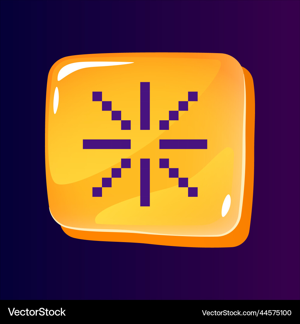 Wait for loading glossy ui button with pixelated vector image