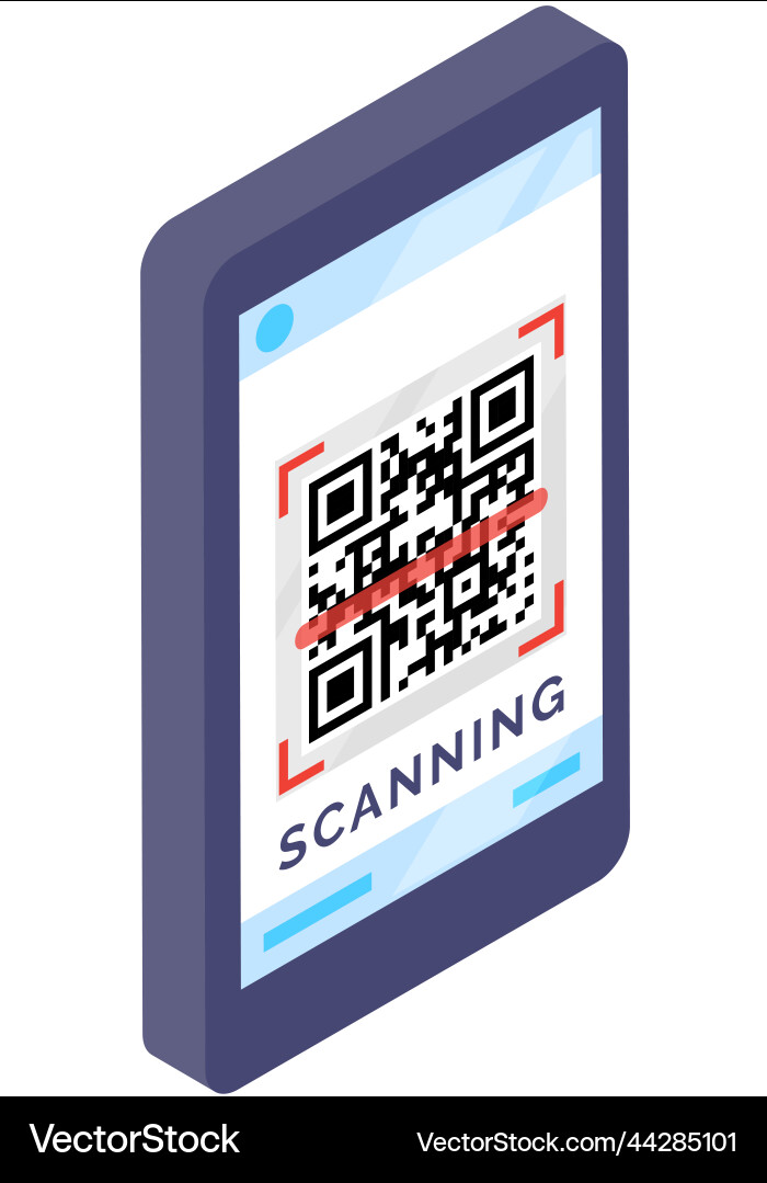 App for scanning qr code via mobile phone scanner App for scanning qr code via mobile phone scanner Vector Image