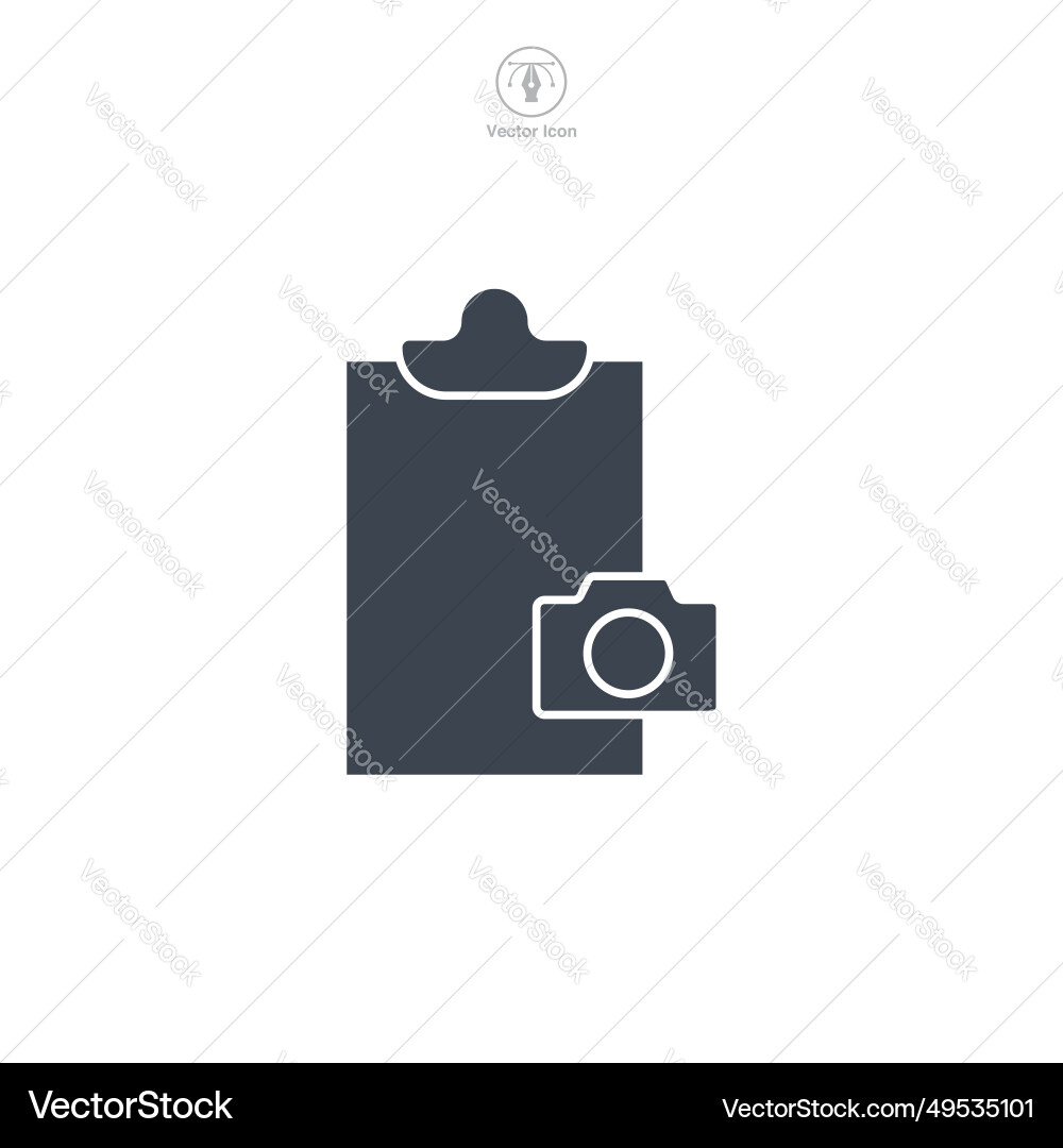Camera with document icon symbol isolated Camera with document icon symbol isolated vector image