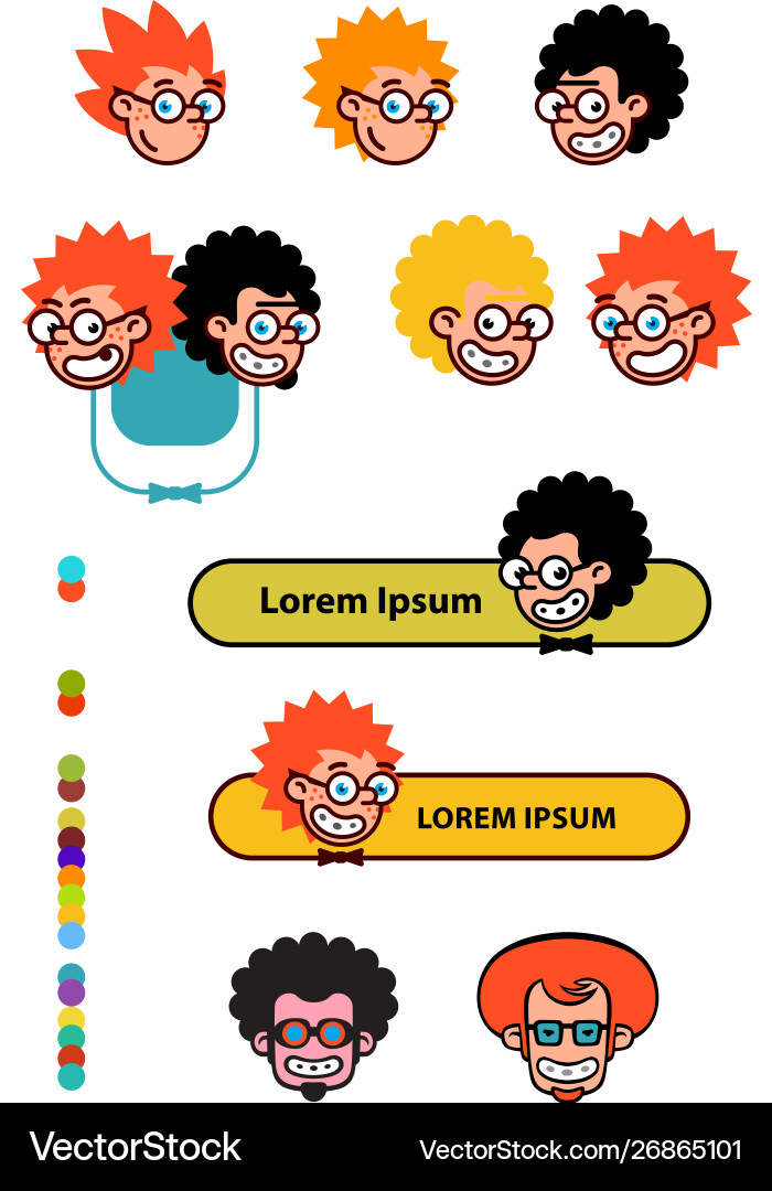Cartoon characters geeks in a flat style image Cartoon characters geeks in a flat style image vector image