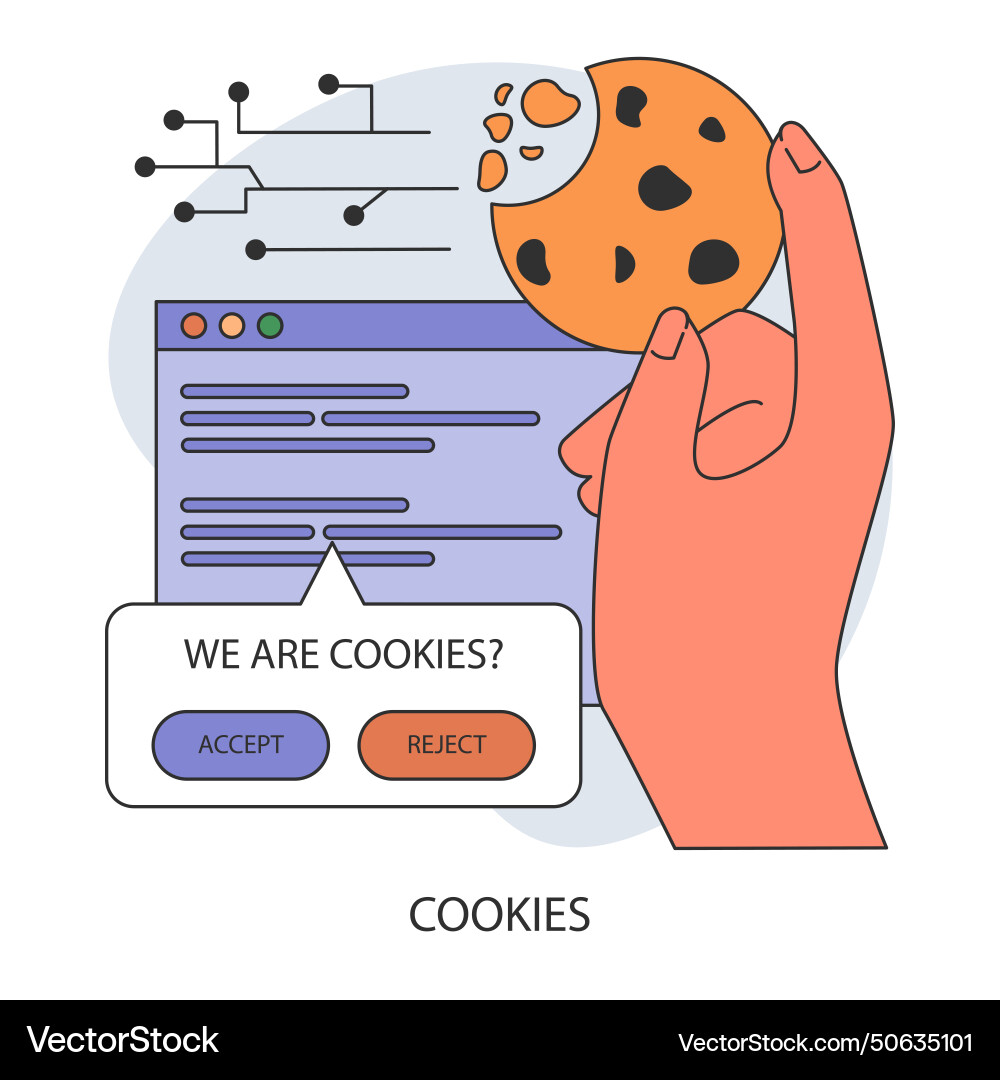 Cookie technology web browser session tracking Cookie technology web browser session tracking vector image