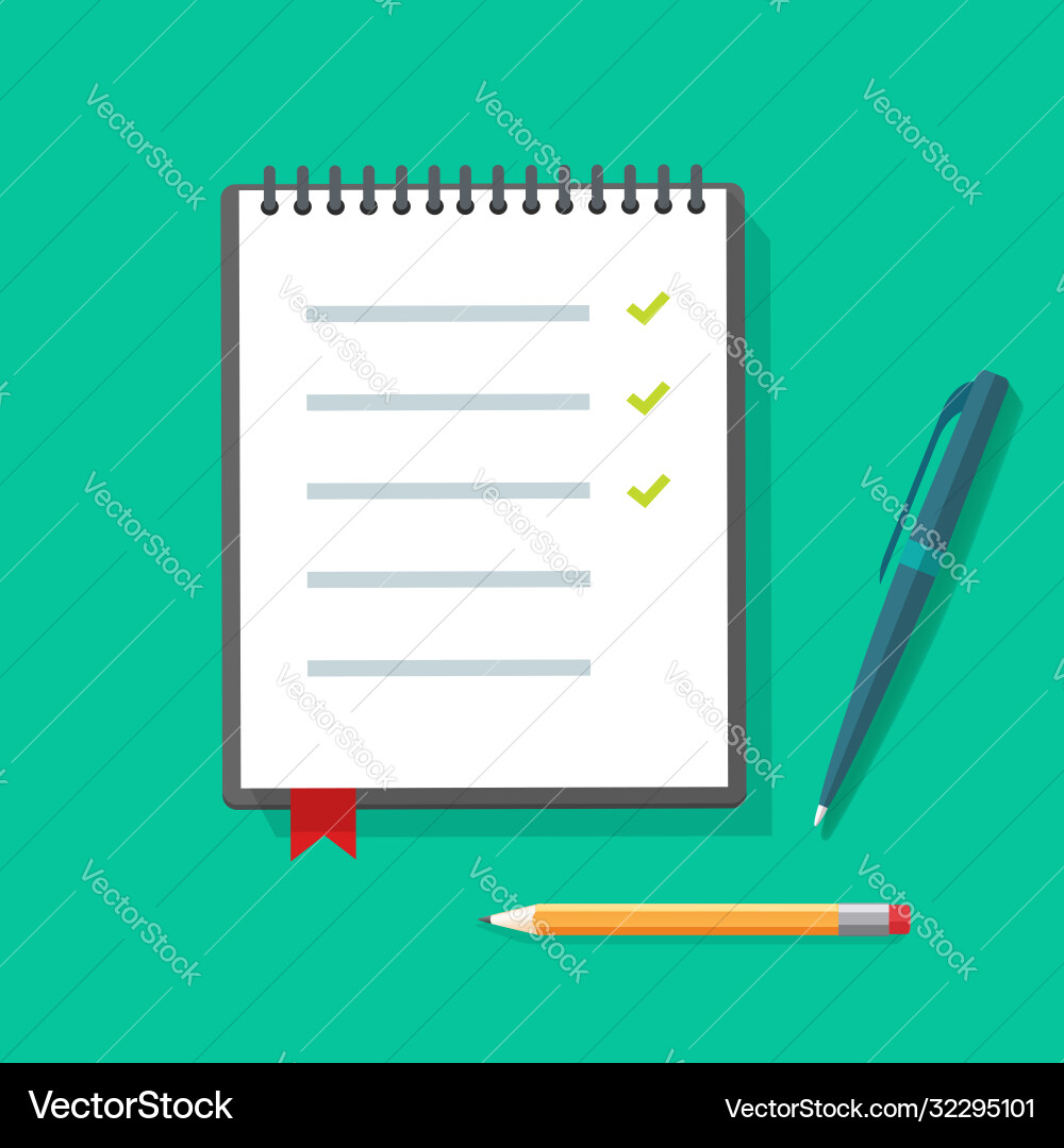 Diary paper notepad or notebook flat Vector Image