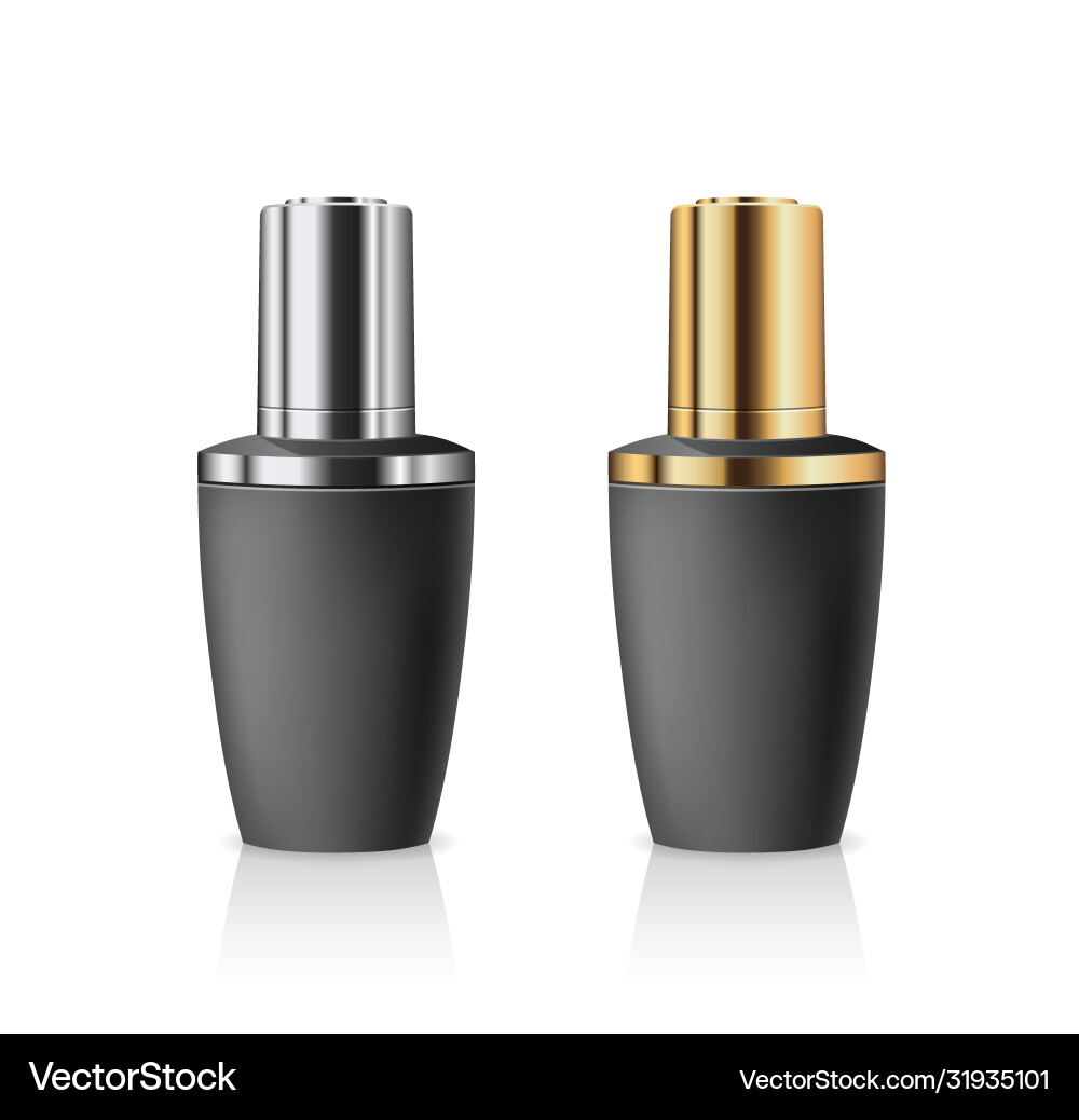 Dropper bottles black products bottle cap Dropper bottles black products bottle cap vector image