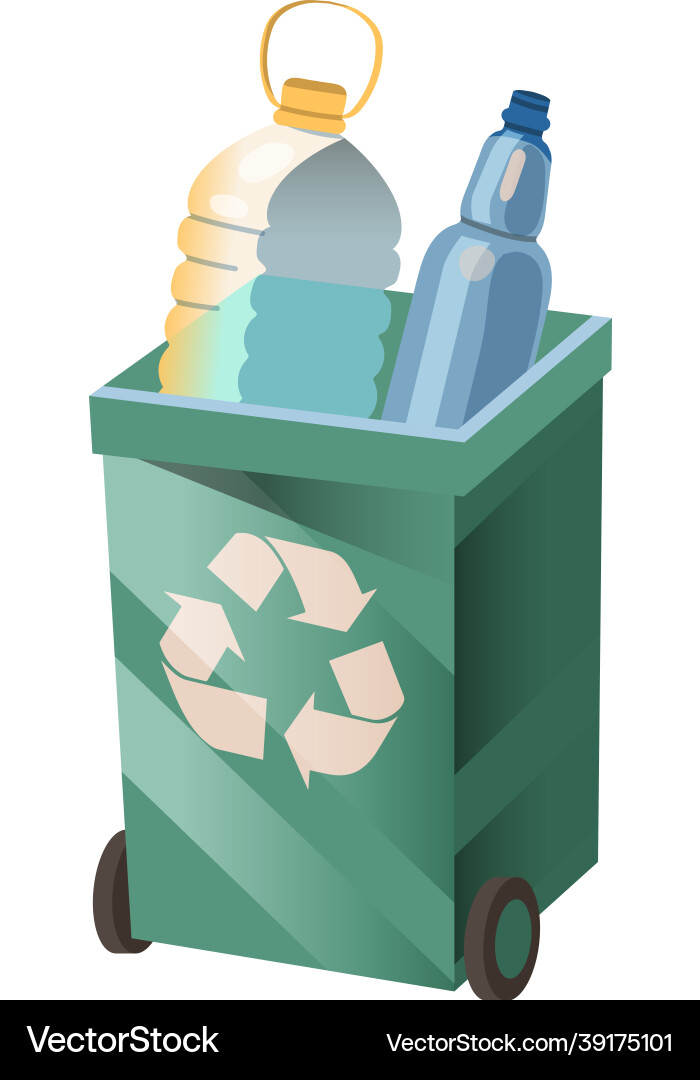 Dustbin with plastic bottles for sorting vector image