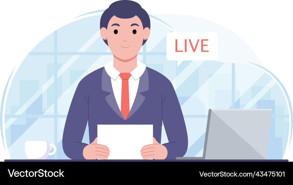 Flat design presenter hosting event Vector Image