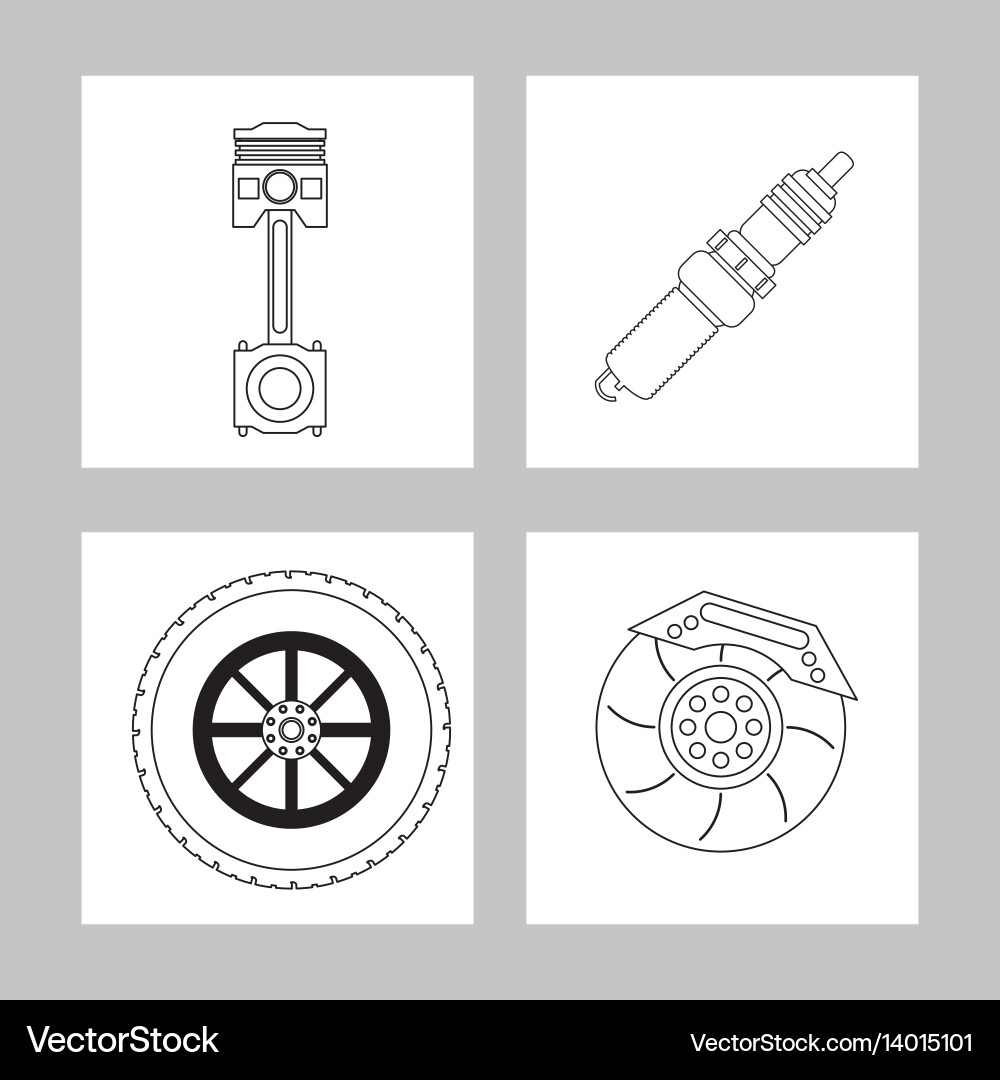 Icon set over frames auto part design vector image