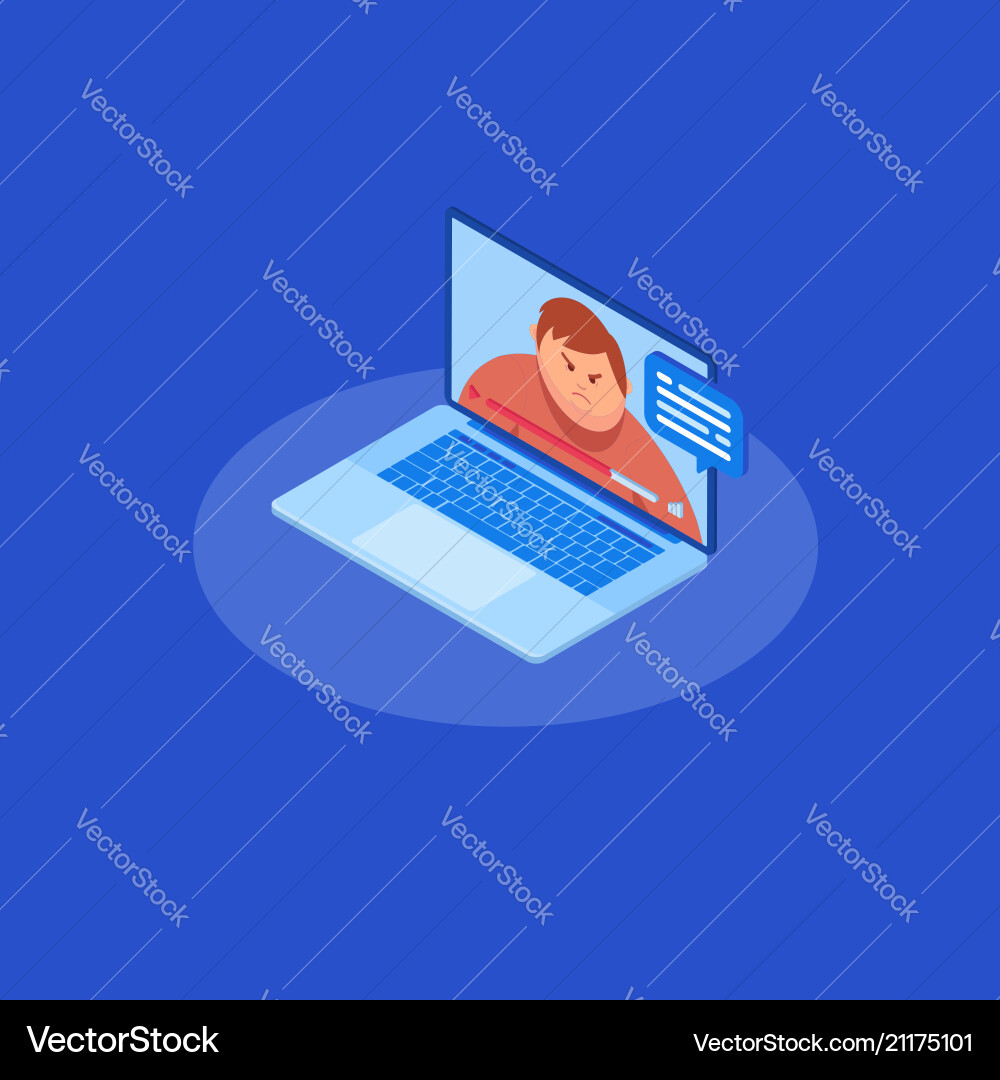 Isometrics video chatting online on computer Vector Image