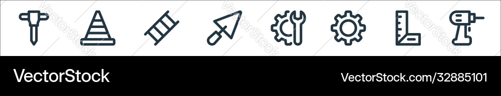 Labour day line icons linear set quality Labour day line icons linear set quality vector image