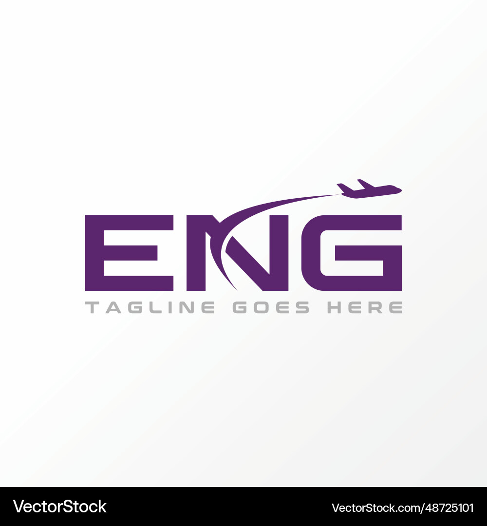 Letter initial eng font with flying plane Letter initial eng font with flying plane vector image