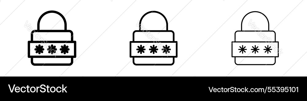 Password icons in three different stroke lines Password icons in three different stroke lines vector image