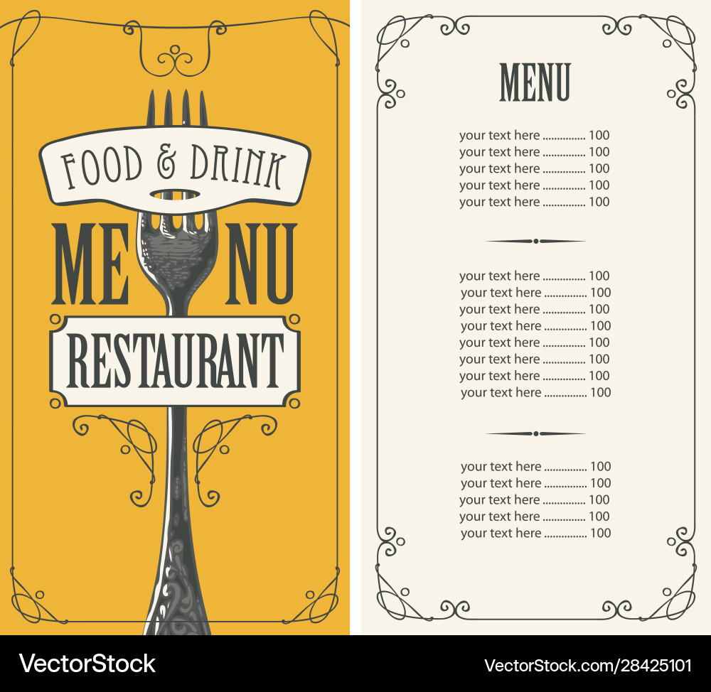 Restaurant menu with price list and fork Restaurant menu with price list and fork vector image
