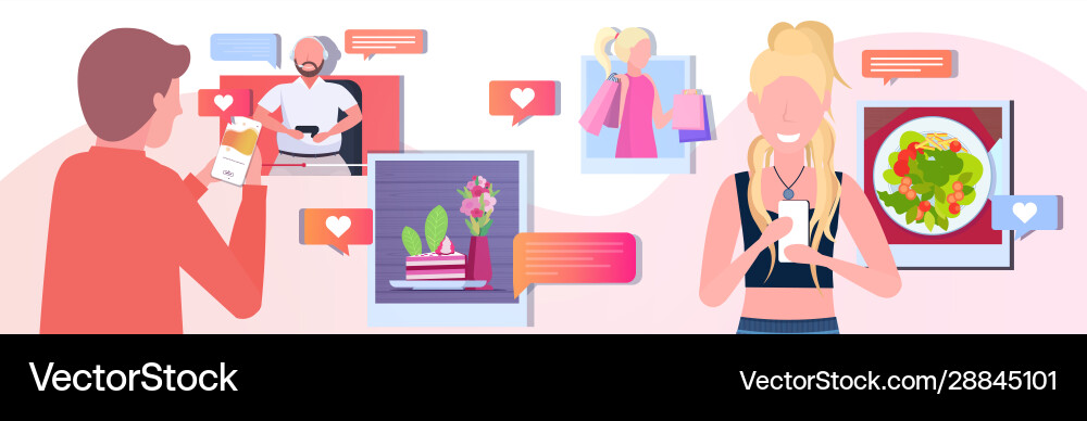 Set bloggers using smartphone camera vloggers Set bloggers using smartphone camera vloggers vector image