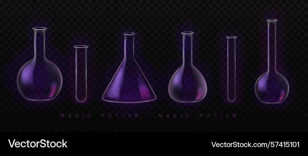 Set of mystery magic empty laboratory flasks vector image