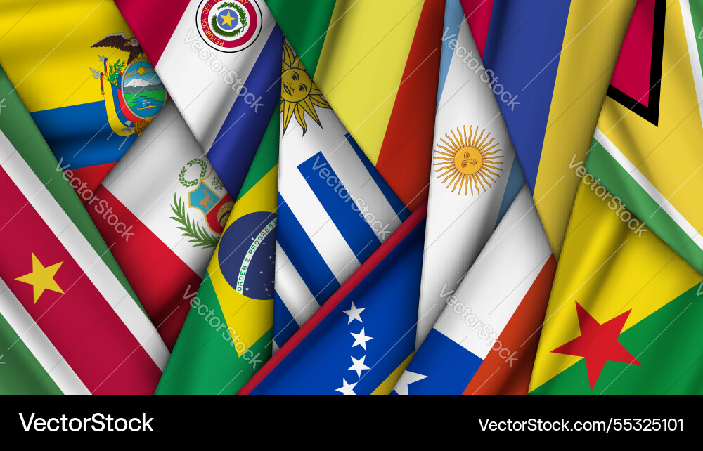 Set of variant flags stacked on top each other Vector Image