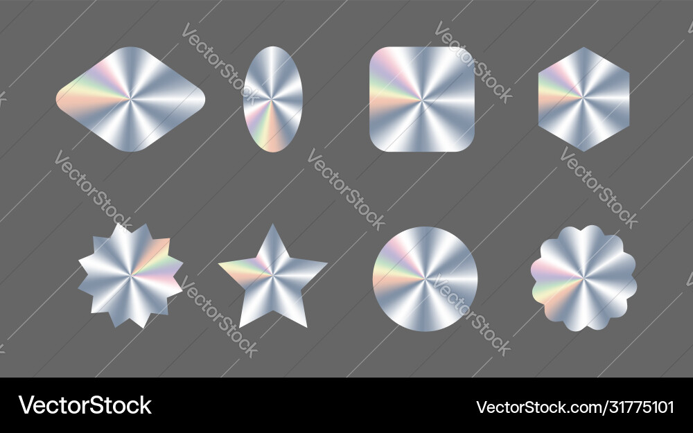 Set realistic holograms different shapes Vector Image