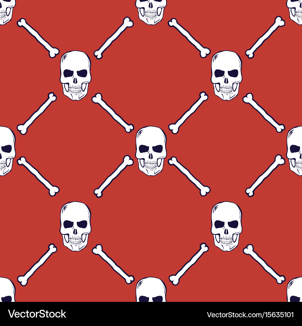 Skull and Bone Seamless Pattern Vector Image