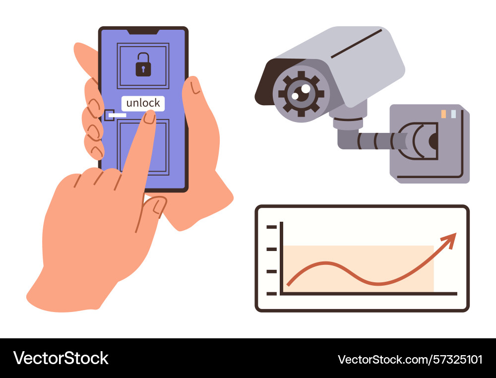 Smart home security system with remote access Smart home security system with remote access vector image