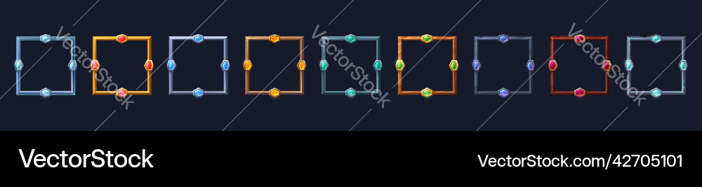 Square frames for game user avatar Square frames for game user avatar vector image