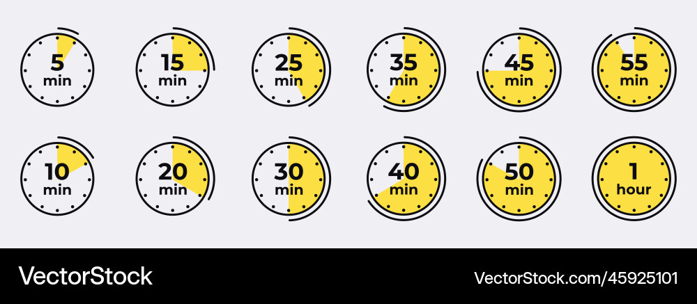 Timer Uhr Stoppuhr isolierte Set Icons vektorbild