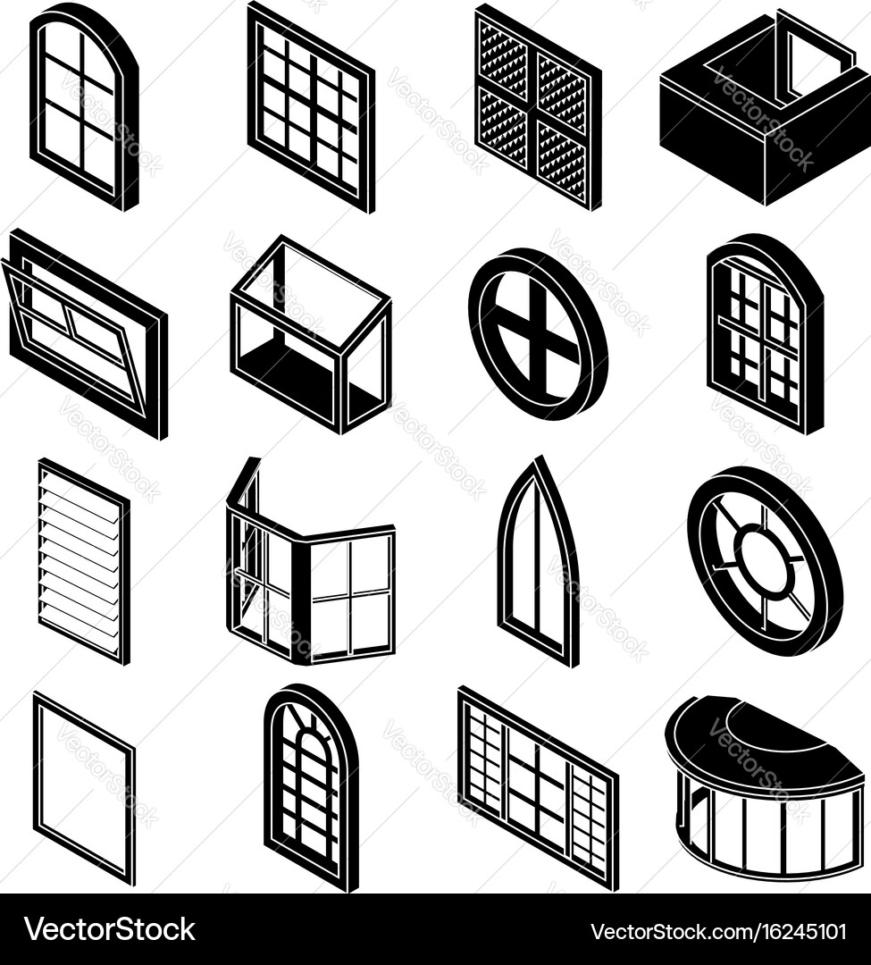Window forms icons set simple style vector image