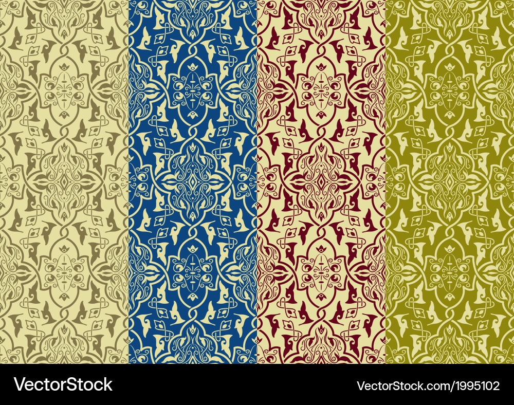 4 seamless patterns in eastern style Vector Image