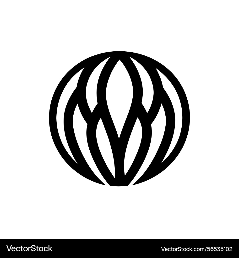 Abstract black circular shape with intersecting vector image
