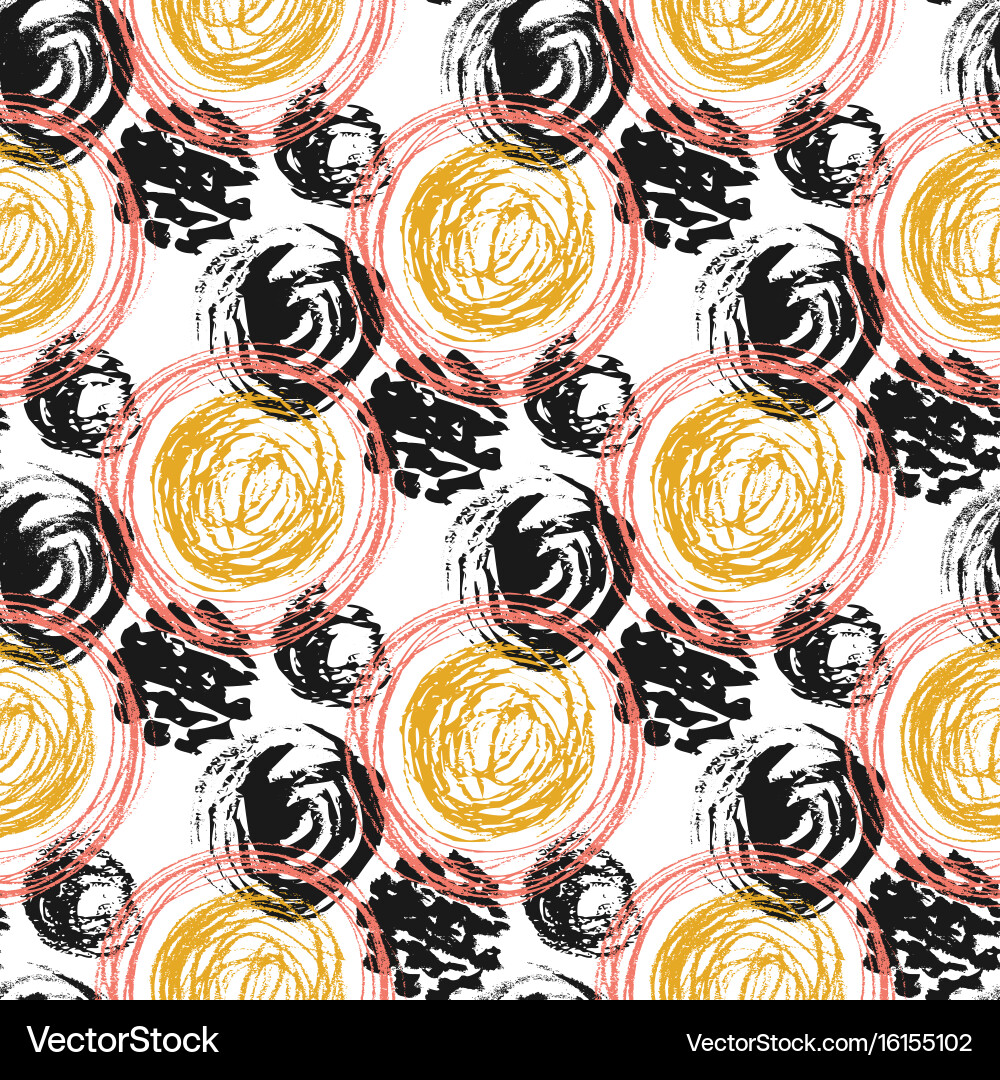 Autumn seamless pattern with circle textures hand Vector Image