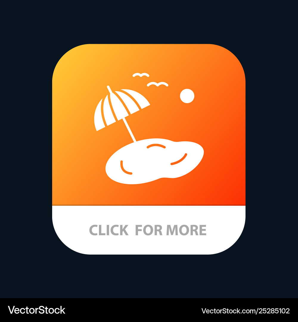 Beach palm tree spring mobile app button android Vector Image