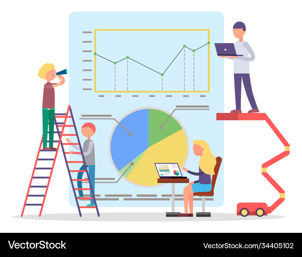 Board with data chart and diagram work on project Board with data chart and diagram work on project vector image