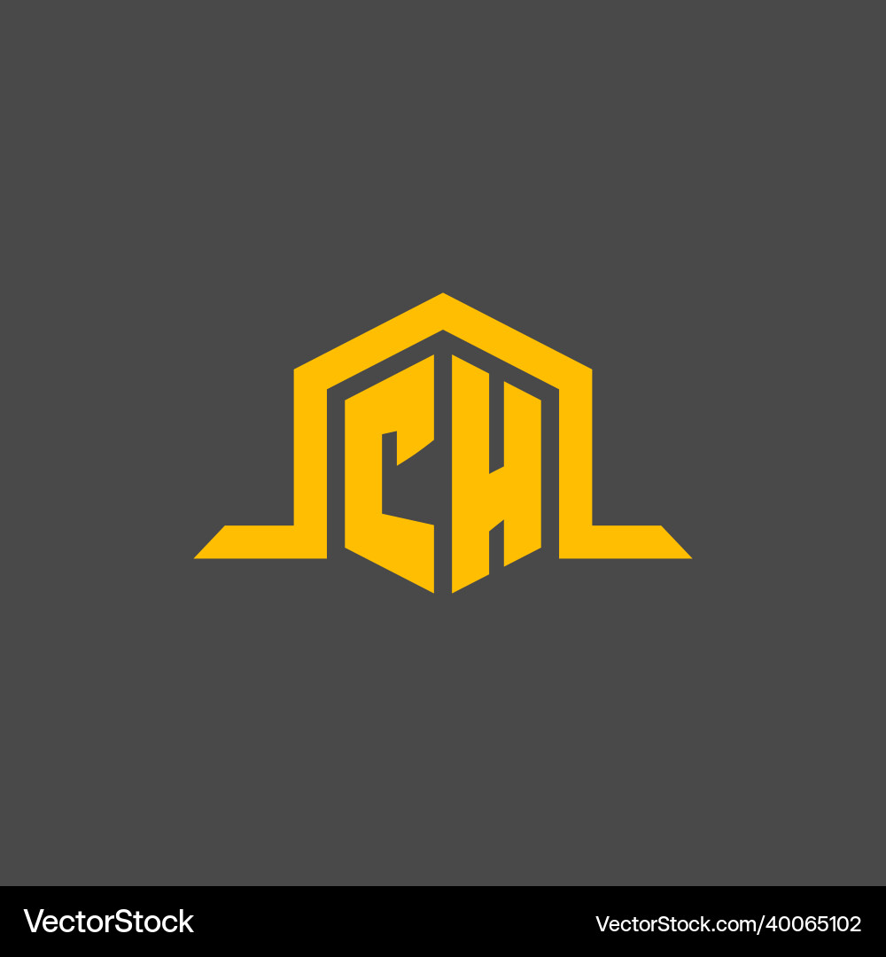 Ch monogram initial logo with hexagon style design Vector Image