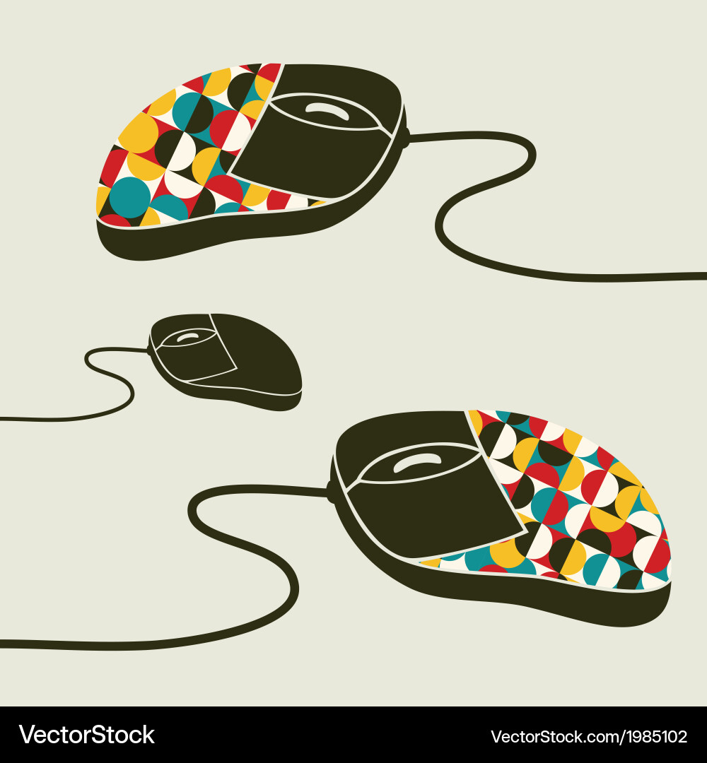 Computer mouse decorated with design print Vector Image