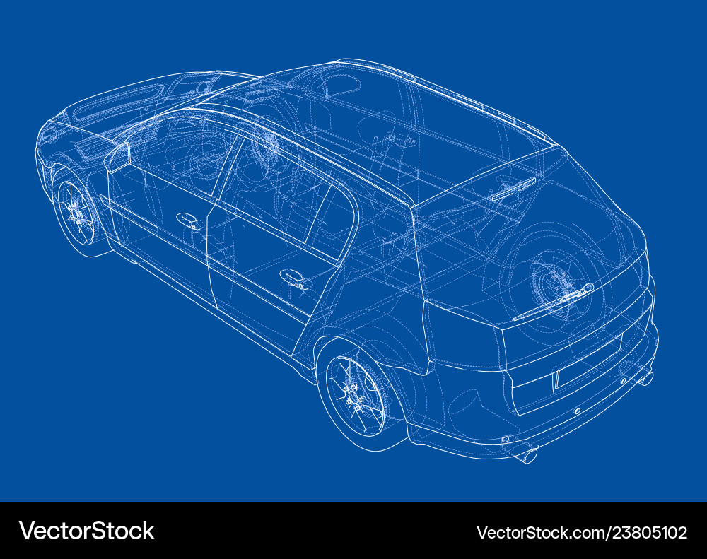 Concept car rendering of 3d Vector Image