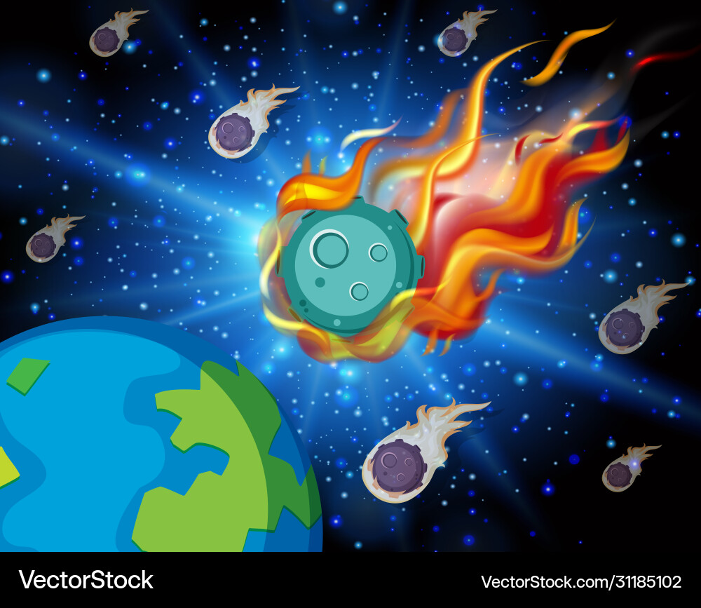 Dramatic Comet Sky Scene Vector Image