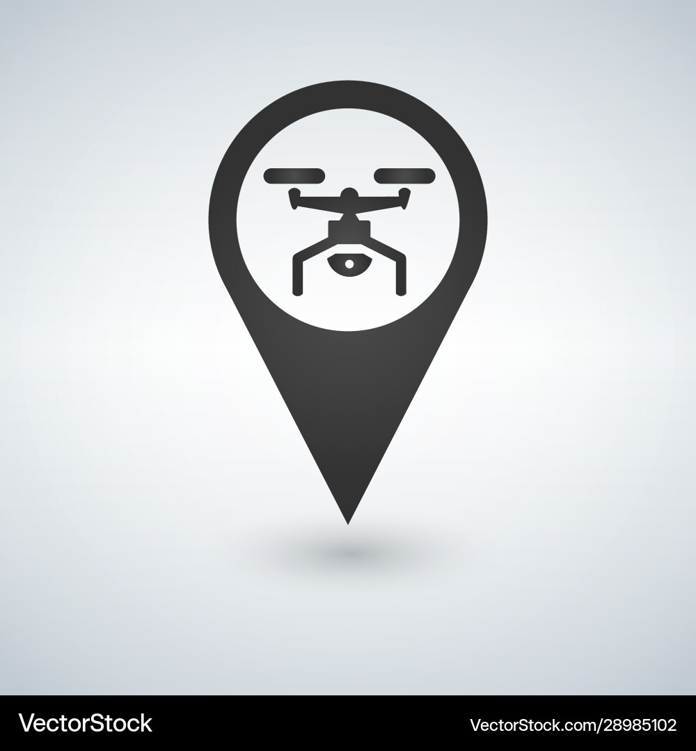 Drone icon on map pointer copter with camera Drone icon on map pointer copter with camera Vector Image