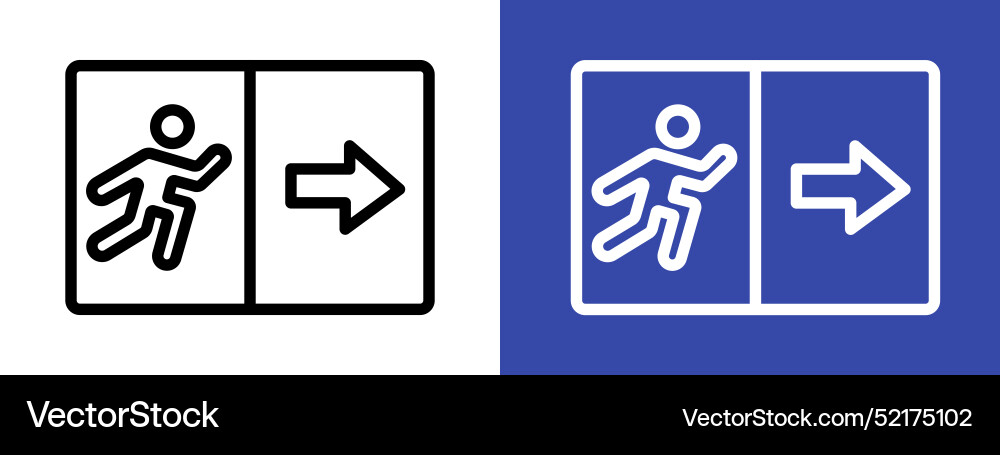 Emergency exit logo sign set outline Royalty Free Vector