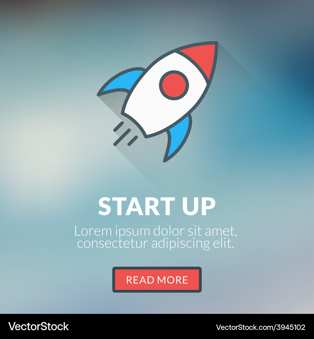 Flat design concept for start up with blurr Vector Image